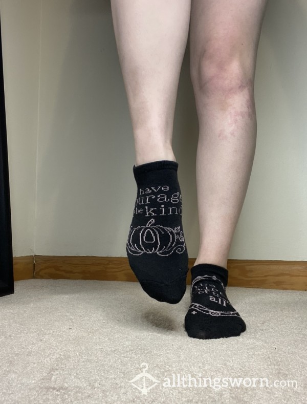 S Black Cinderella And Snow White Quote Socks