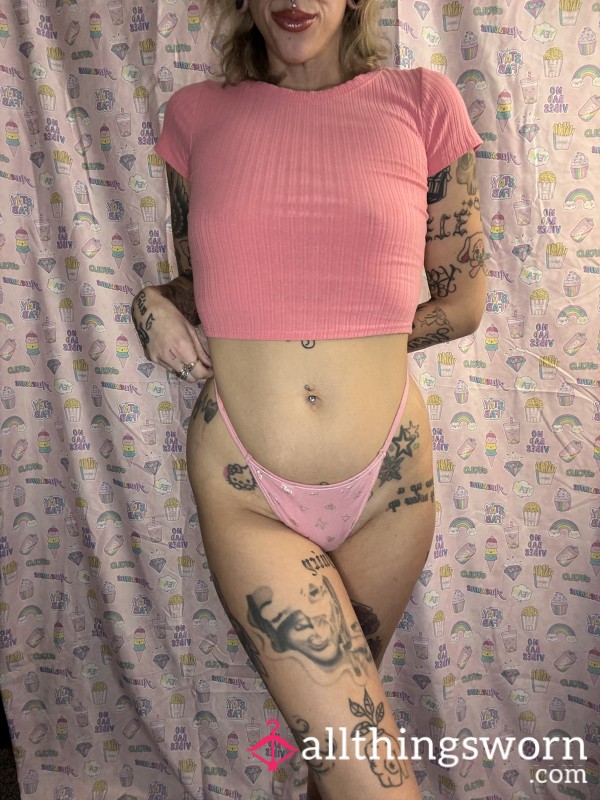 S, Pink, Ribbed Crop Top