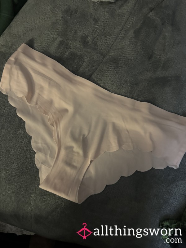 Ready To Ship! 3 Day Worn Cream/Pink Satin Fullback Panties