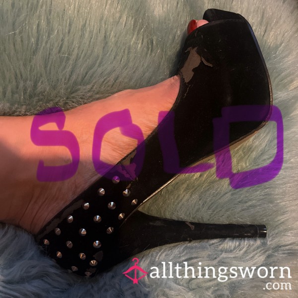 SALE .. Trashed Studded Heels