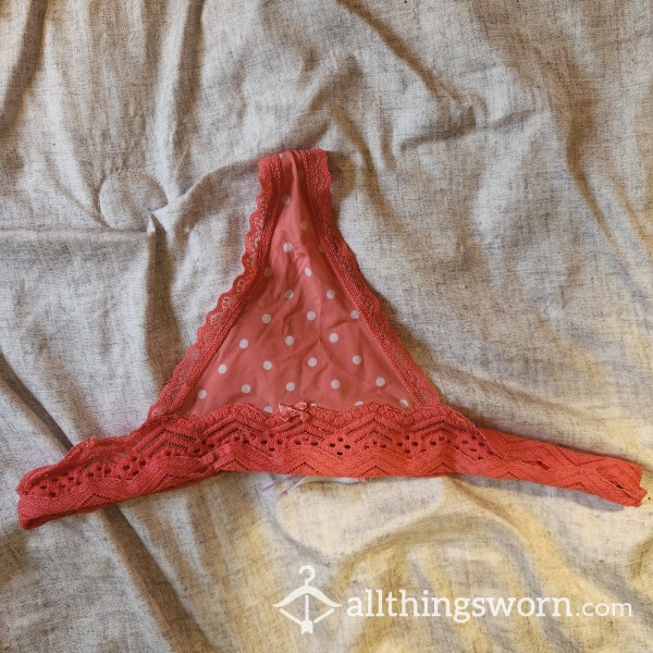 Salmon Colored Polka Dot Thong