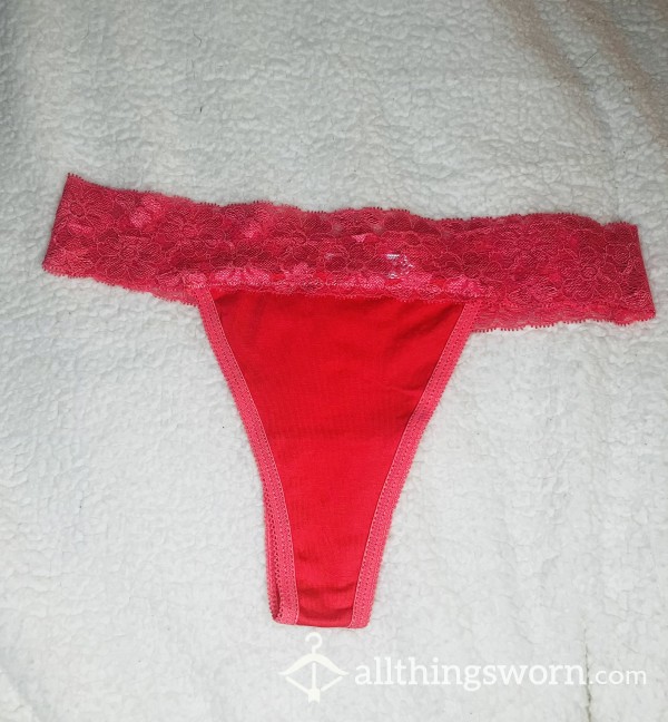 Salmon Lace Tanga Thong! Size M