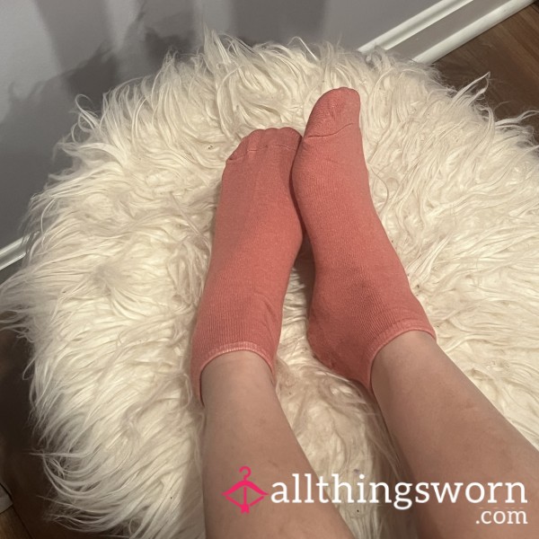 Salmon Pink Orange Ankle Basic Socks