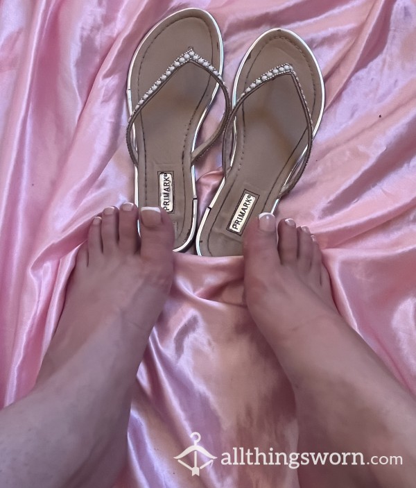 Glittery Pearl Flipflops Worn For You 😍