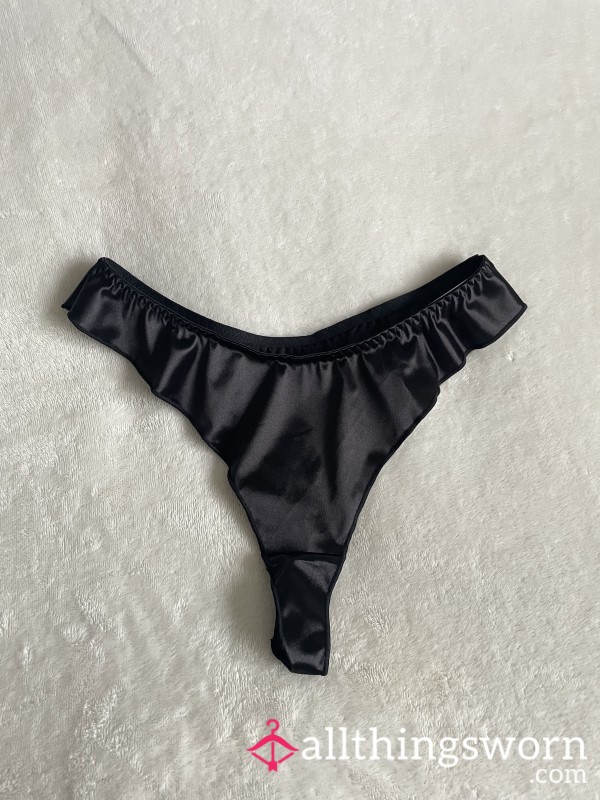 Satin Black Cheeky Thong 🖤