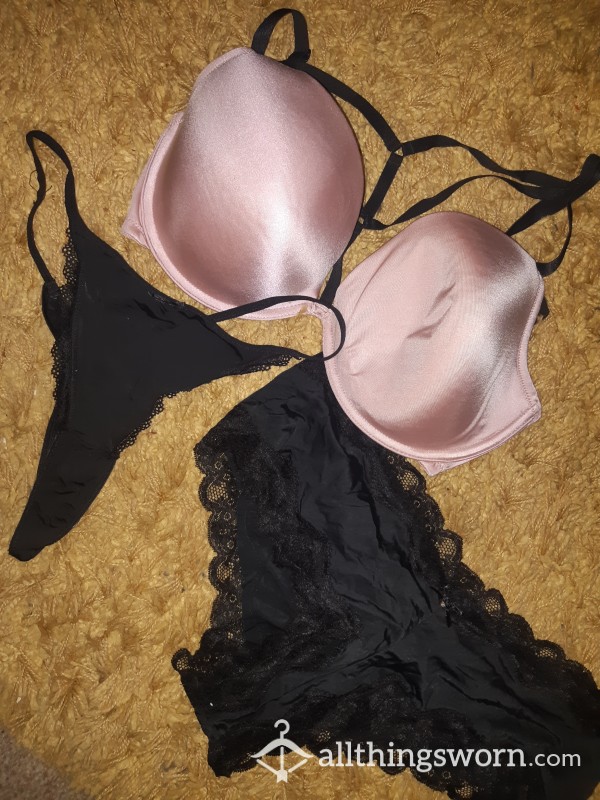 Satin Bra & Panties Or Thong Set - 2 Days Wear + Photos