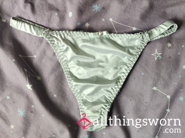 Satin Light Blue/Soft Green Thong