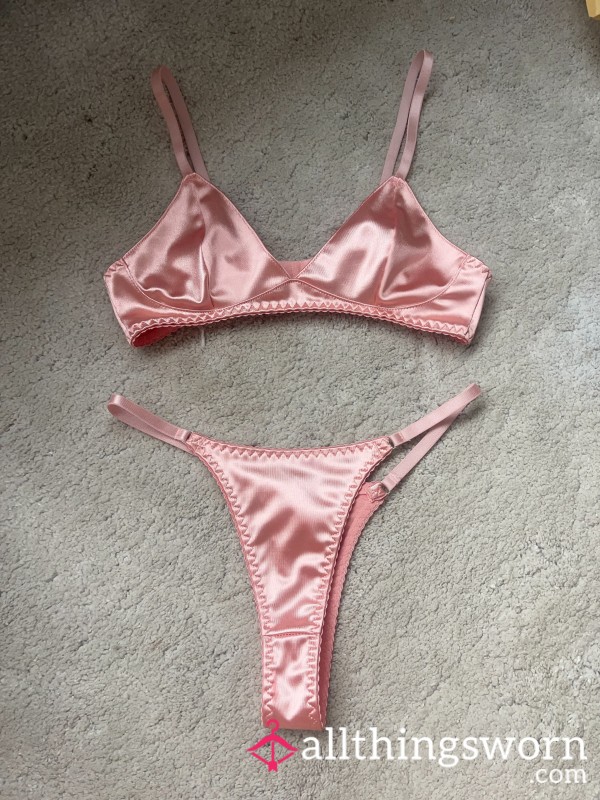 Satin Set Bra And Thongs