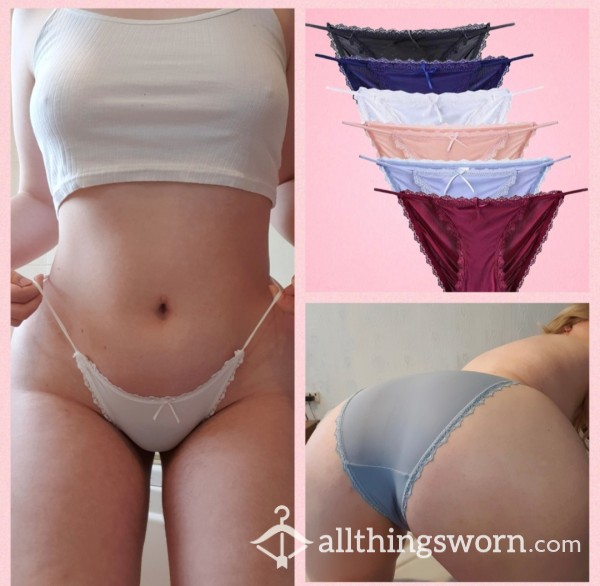 Satin String Bikini Panties Multiple Colours