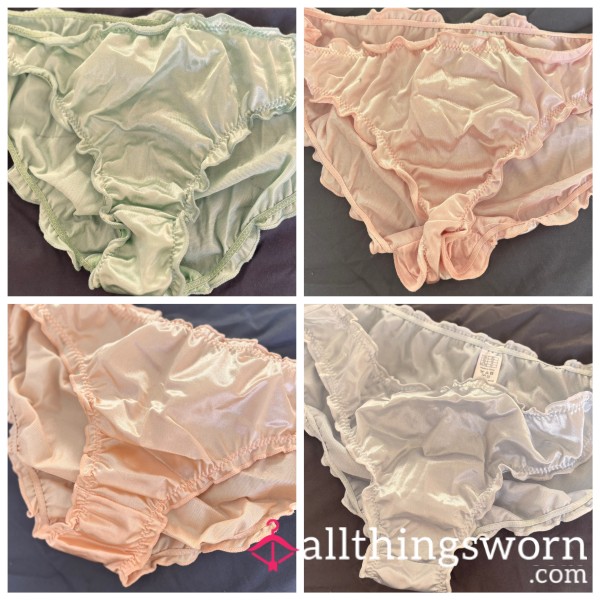 Satin Style Panties In Pastel Colours Xl In Size With A Cotton Gusset. Comes With Drive Access