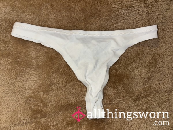 Satin White Thong