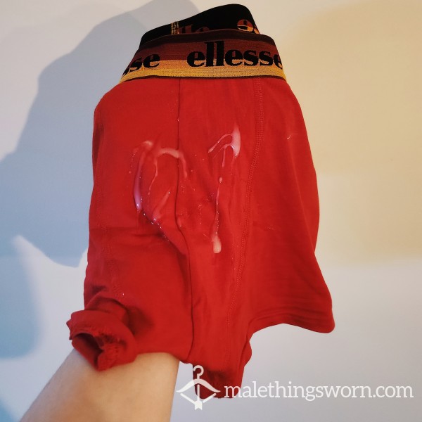 Scally Chav Red Ellesse Boxers. C*m Filled. Sweaty Well Worn. Extras Available