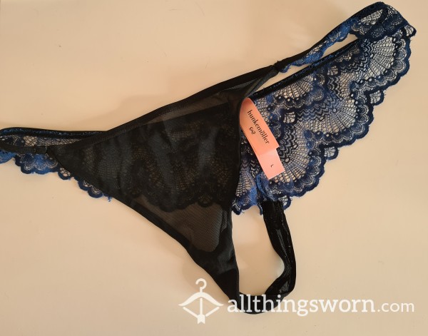 Schöner Blau - Schwarzer Plussize Sp*tzen String