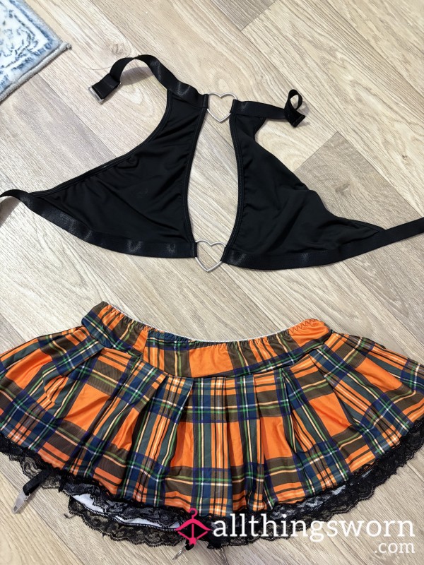 School Girl Outfit - Bra And Skirt