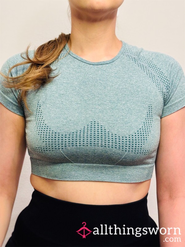 Seafoam Green Crop Top Sports Bra