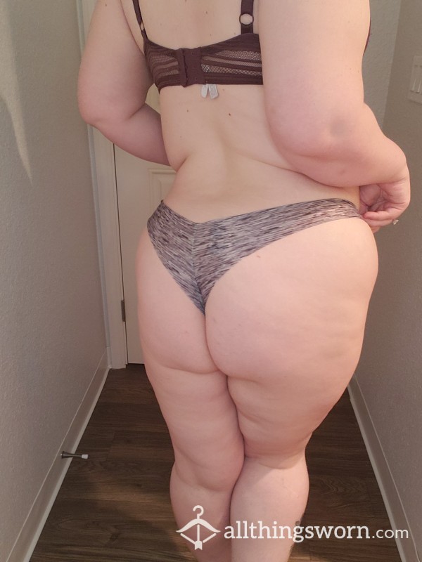 Seamless Grey Striped Thong