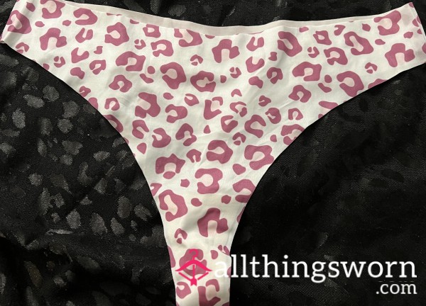 Seamless White And Pink Leopard Thong