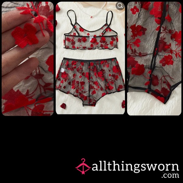 See Through Black & Red Set Sz XL