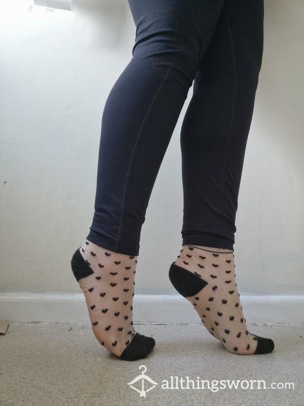 Semi Transparent And Black Loveheart Socks