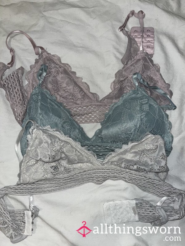 Set Of 3 Worn Lace Bras