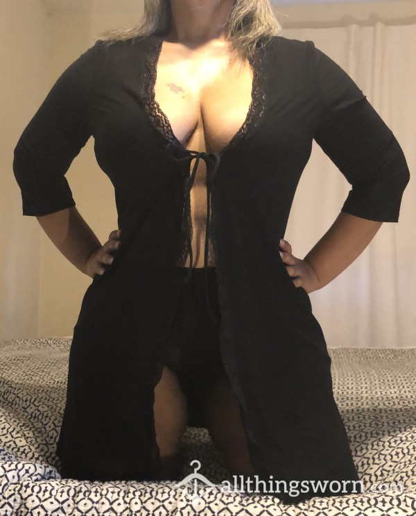 S**y Black Cotton Night Robe