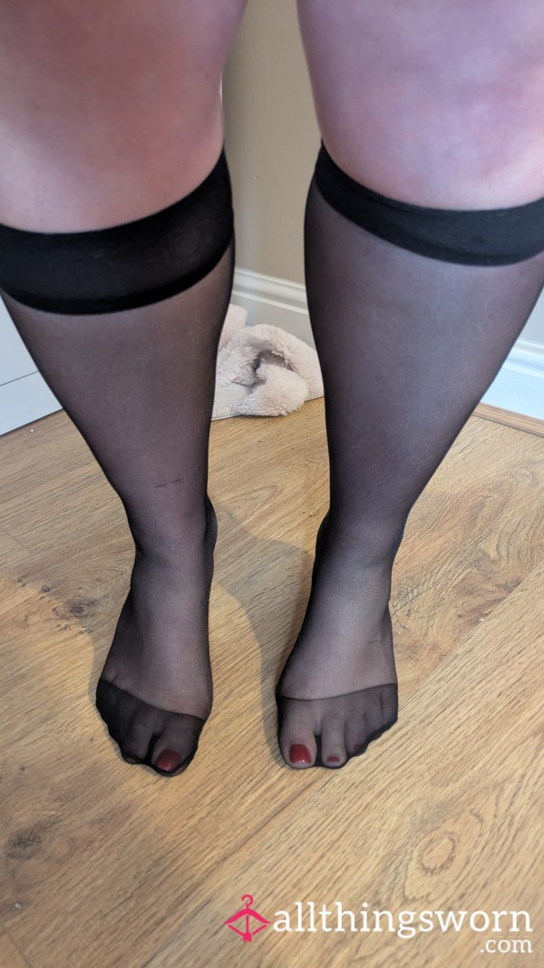 S**y Black Glossy Knee Highs