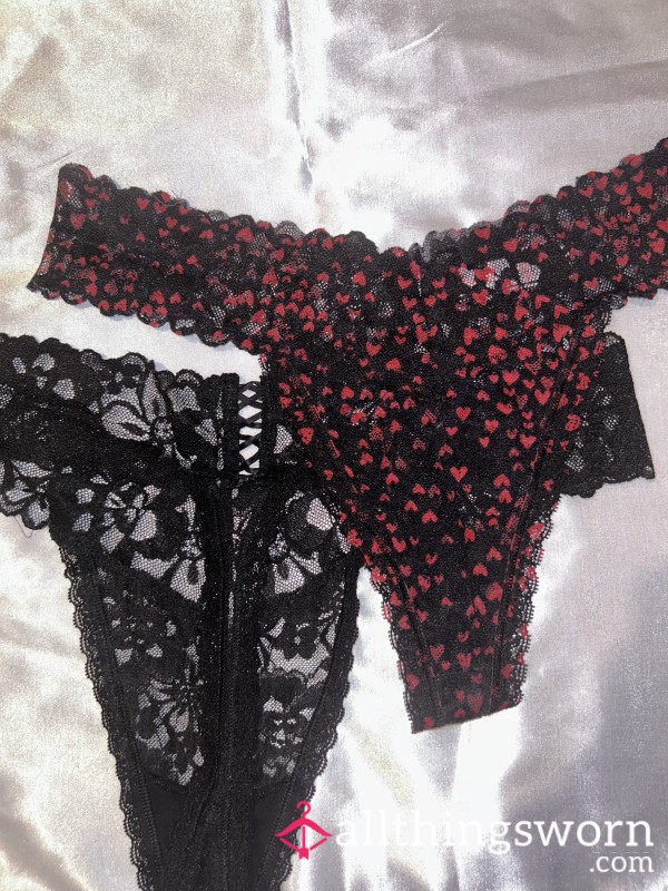 S**y Black Lacey Thongs 🖤❤️