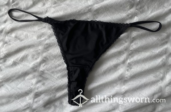 S**y Black Satin Thong