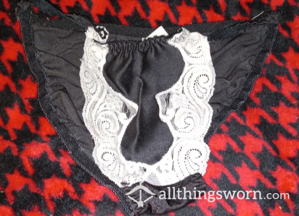 S**y Black Silky Maid-look Panties, Well-used