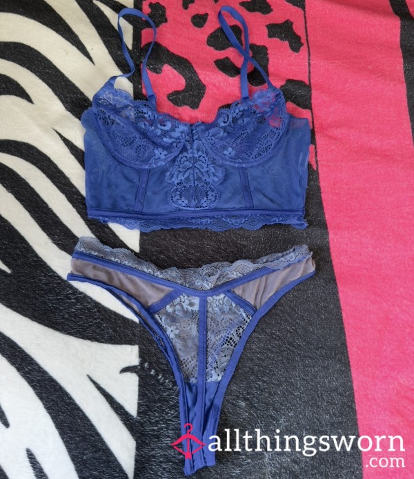 S**y Blue Bralette And Thong Set