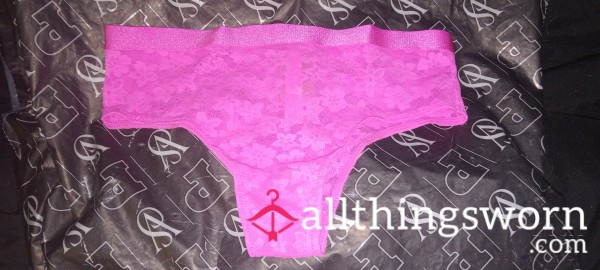 S**y Bright Pink Victoria's Secret "Pink" Brand Lace Panties, Size XS