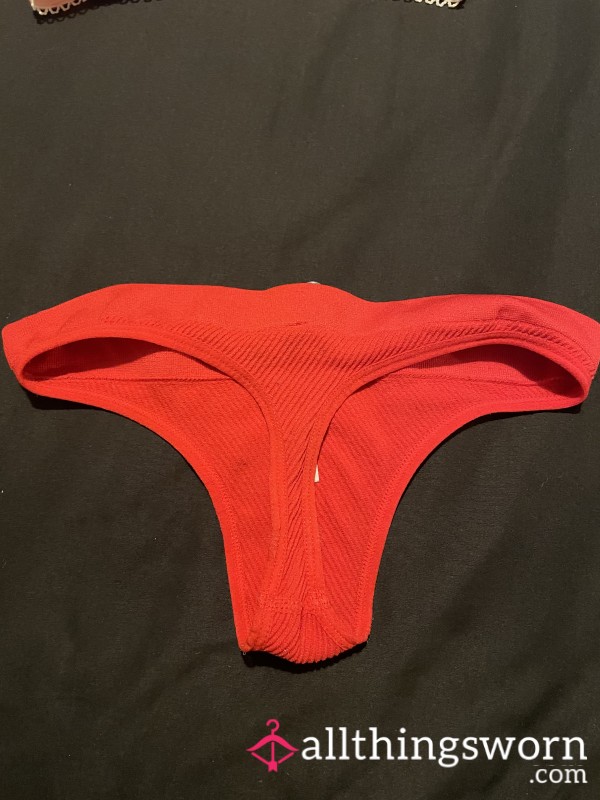 S**y Bright Red Thongs Always Covered🤤