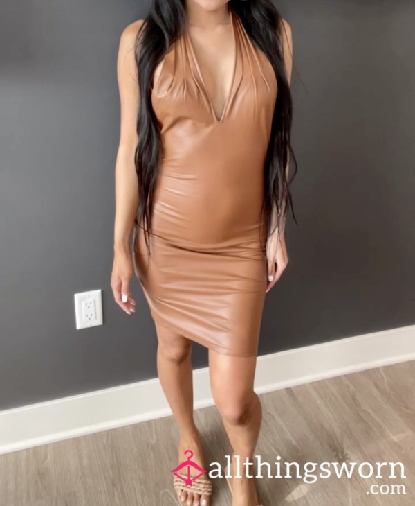 S**y Brown Plu Leather Clubbing Dress