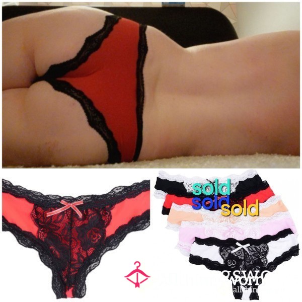 Sale !!! S**y French Maid Inspired Silky Panties With Lace Trim. Range Of Colours