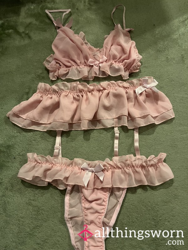 S**y Frilly Baby Pink Lingerie Set