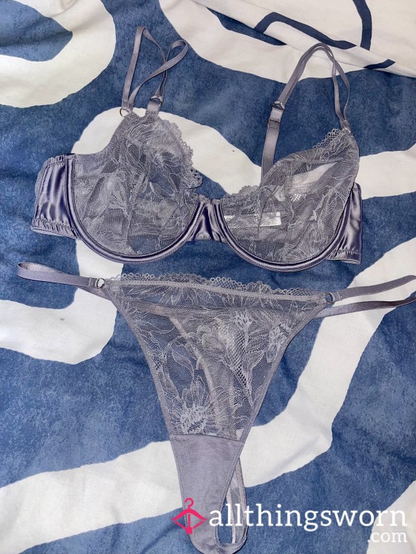 S**y Grey Lacy Matching Set