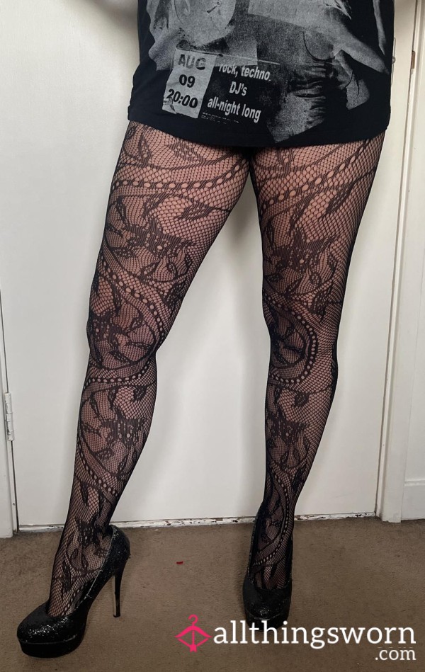 S**y Lace Black Tights  (L)