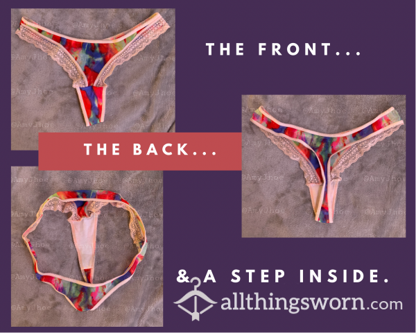 S**Y LACE TRIM TIE-DYE THONG