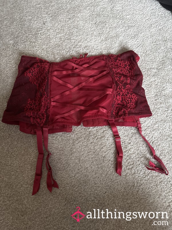 S**y Lacey Red Suspender Belt