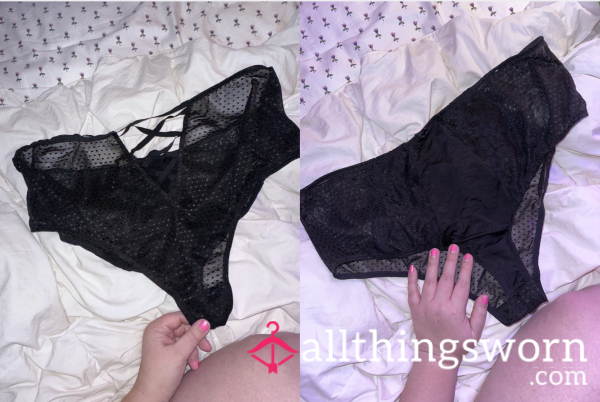 !!SOLD!! S**y Lacy P**k-a-Booty Black Panties