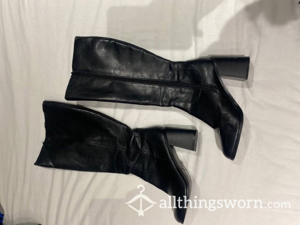 S**y Leather Black Boots Worn