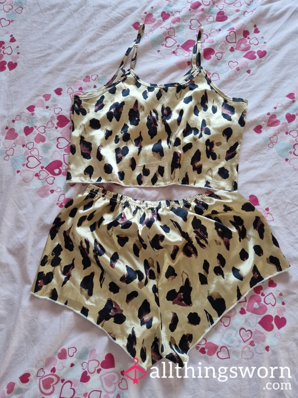 S**y Leopard Print Silky Satin Shorts PJ's 🥰