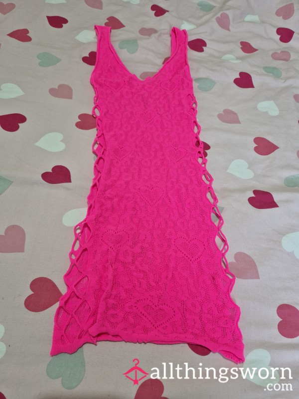 S**y Neon Pink Stretchy Net Dress