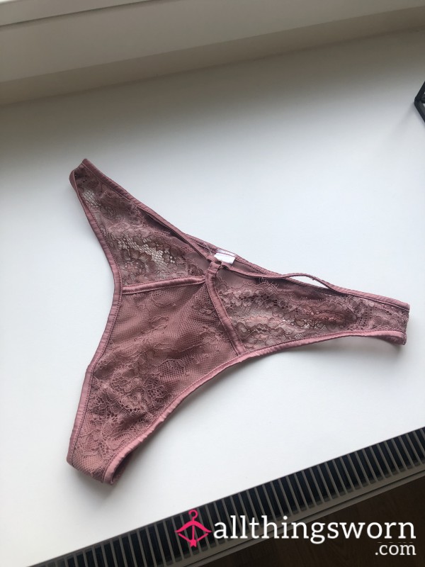 S**y Pink Lace Silk Thong Panties 😝