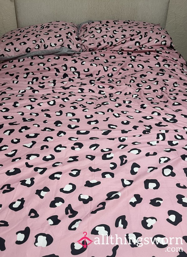 S**y Pink Leopard Print Double Duvet Set 💖🐆