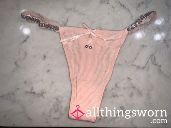 S**y Pink Thong With Jingle Bell Bow <3