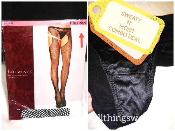 S**y Plus Size Crotchless Fishnets & Panty Combo