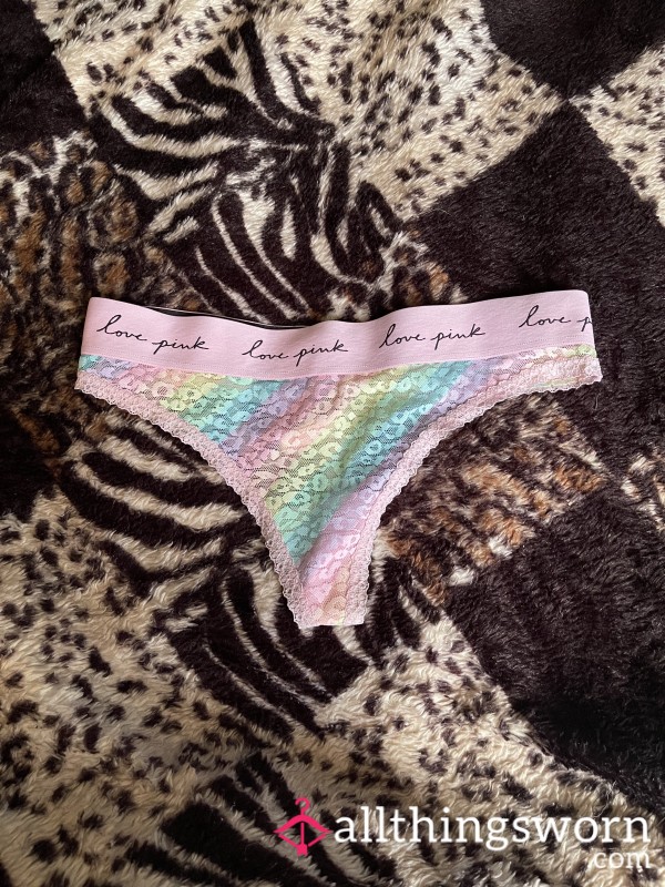 S**y Rainbow Leopard Print PINK Thong