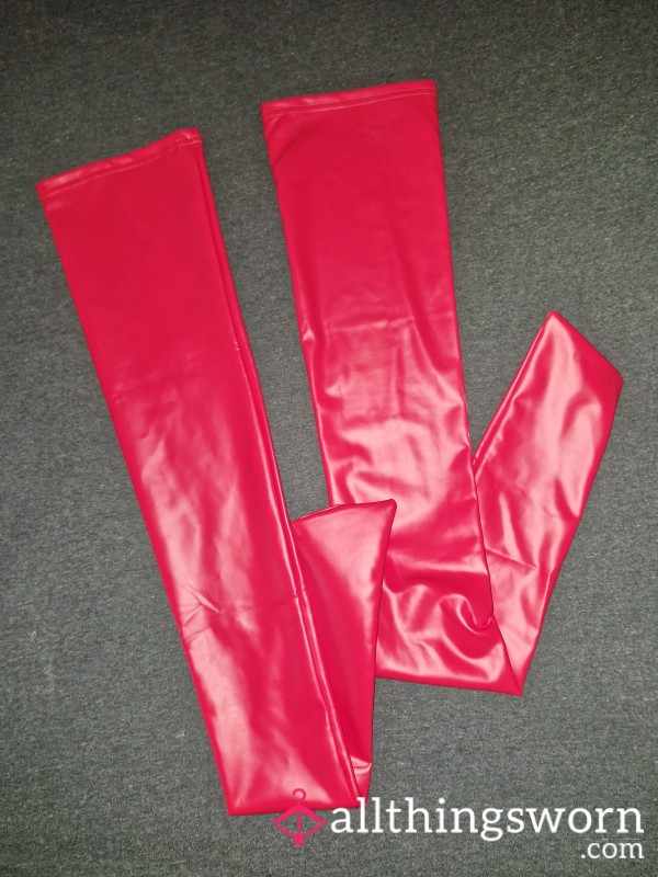 S**y Red High Femdom Pvc Socks