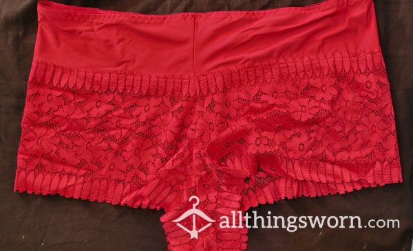 S**y Red Lace Boy Shorts